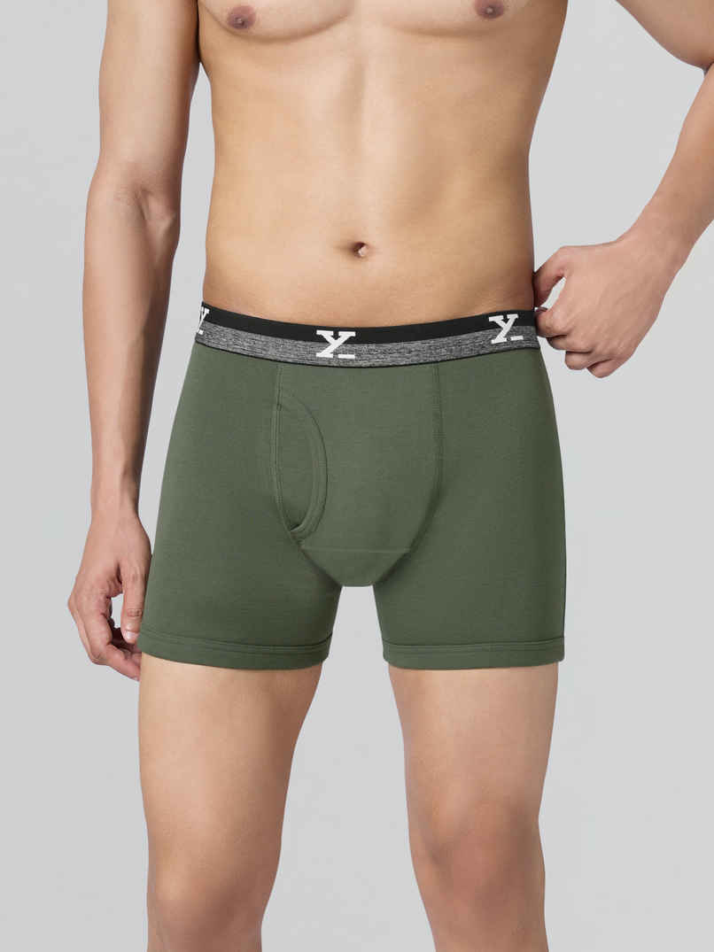 XYXX Men's Cotton Solid Boxer Briefs Pack of 1, Olive Green| M