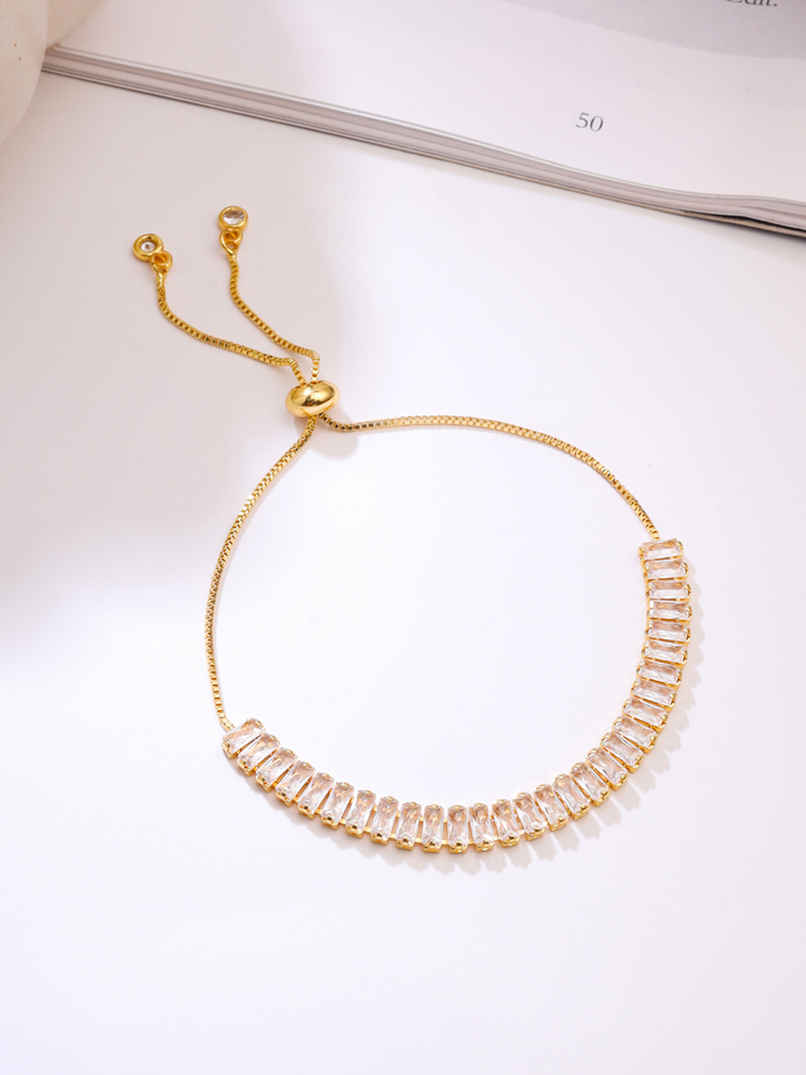 Yellow Chimes Rose Gold Adjustable Tennis Bracelet for Women