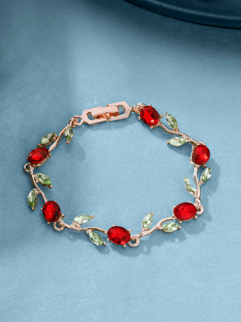 Yellow Chimes Rose Chain Swiss Zircons Designer Bracelet for Women