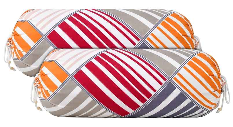 Kuber Industries Multi-Check Printed Cotton Bolster Cover | Set of 2 | 16"x32" (Magenta & Grey)