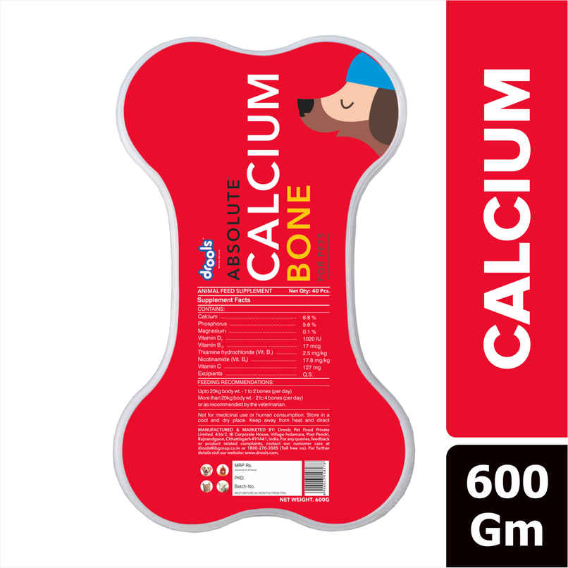 Drools Absolute Calcium Bone Jar | Dog Supplement - 40 Pieces