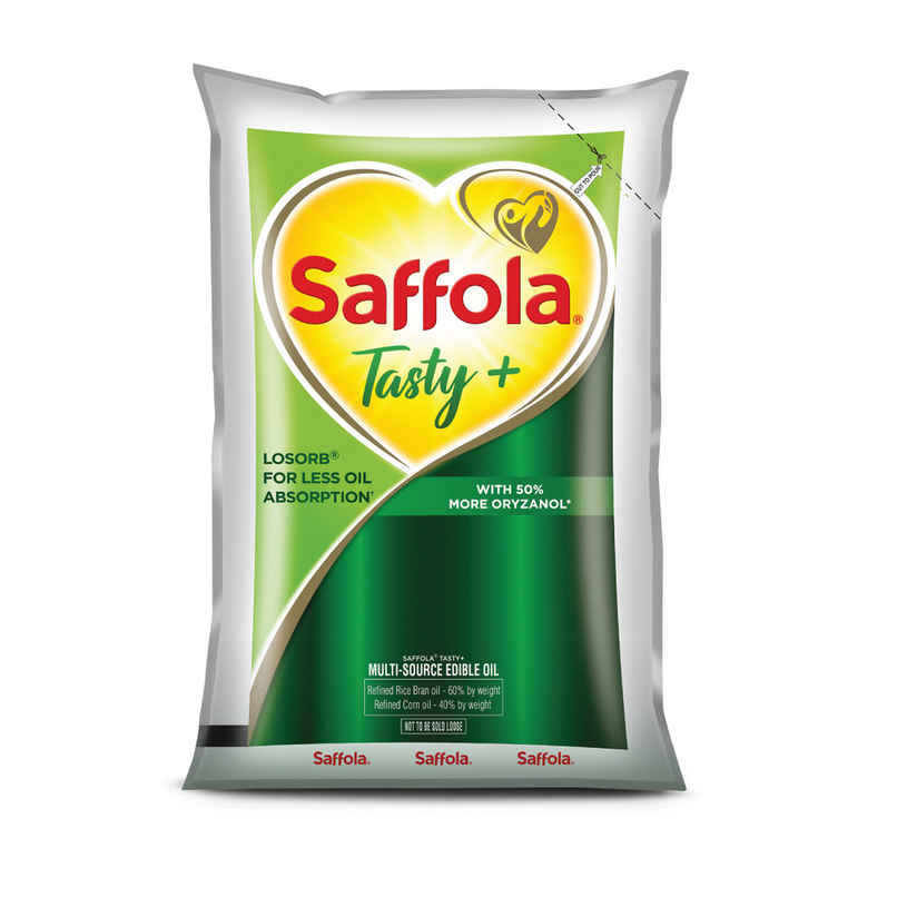 Saffola Tasty + Refined Rice bran & Corn Oil | 50% More Oryzanol | Multi-Source Edible Oil