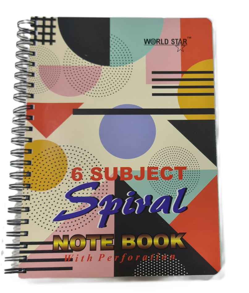 ABK 6 Subject Spiral Notebook - Ruled 288 Pages A4 -29.7 cm x 21 cm Soft Cover | Assorted