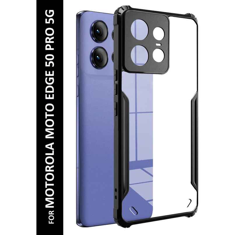 Kwine Case Motorola Moto Edge 50 Pro Back Cover - Black Bordered Transparent Case Kwine Case Motorola Moto Edge 50 Pro Back Cover - Black Bordered Transparent Case