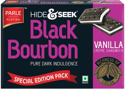 Parle Hide & Seek Black Bourbon Vanilla Cream Biscuits | Artificial Colour-free