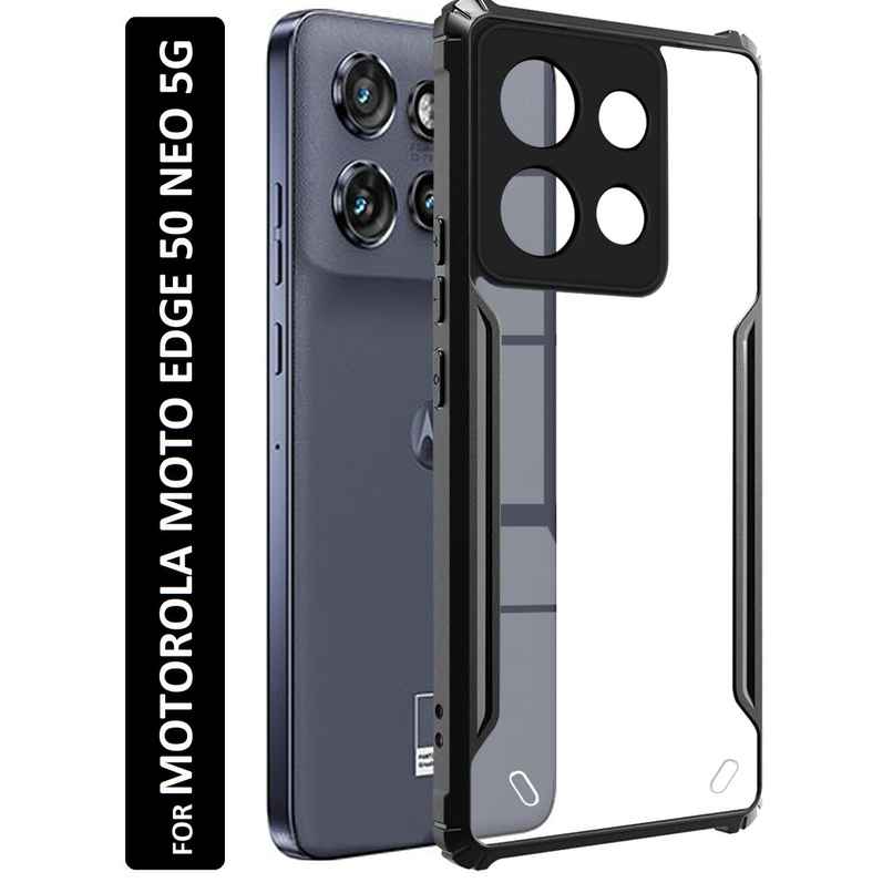 Kwine Case Motorola Moto Edge 50 Neo 5G Back Cover - Black Bordered Transparent Case Kwine Case Motorola Moto Edge 50 Neo 5G Back Cover - Black Bordered Transparent Case