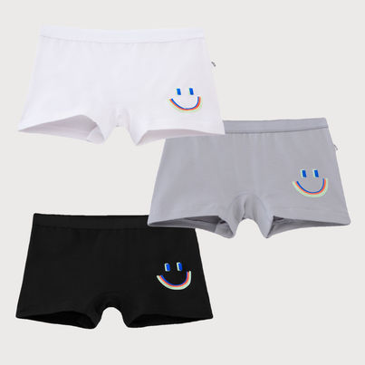 PlanB Happy 3-Pack Girl Trunks Navy, Grey, White - 8-10 Yrs