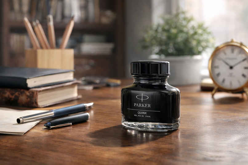Parker Quink Ink Bottle | Black Ink - 30ml | Quick-Drying | Suitable for All Parker Fountain Pens
