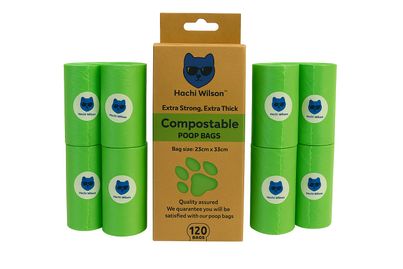 Hachi Wilson 100% Compostable Poop Bags 8 Rolls - 120 Bags
