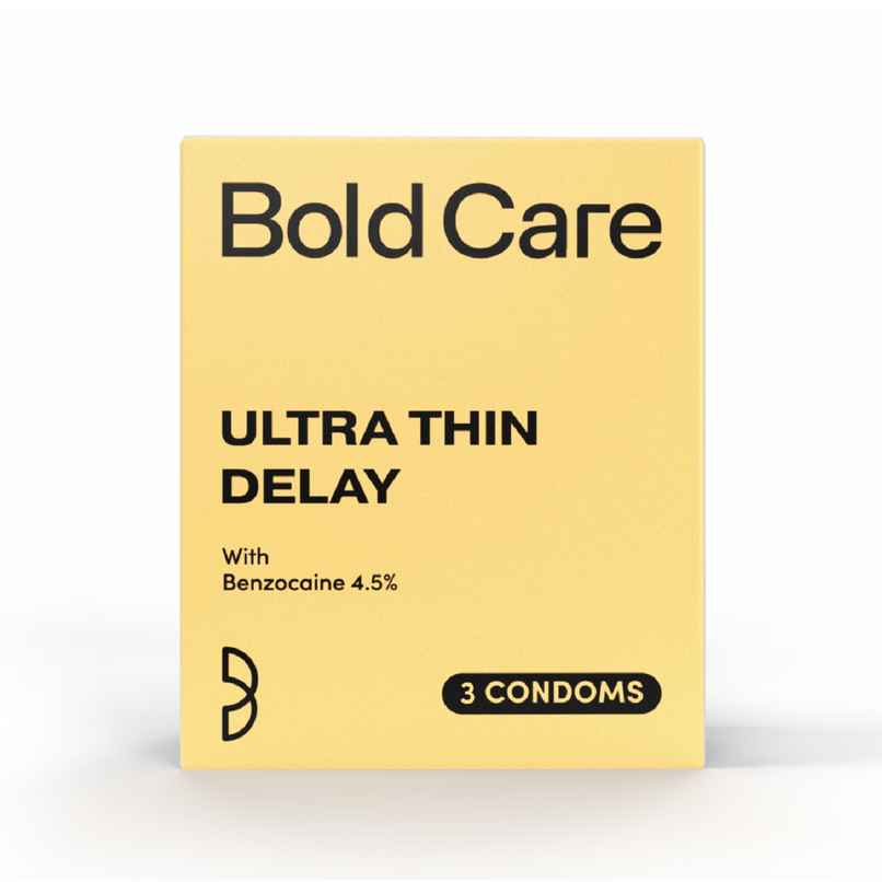 Bold Care Ultra Thin Climax Delay Condoms | To Help Men Last 5-7X Longer In Bed With Benzocaine