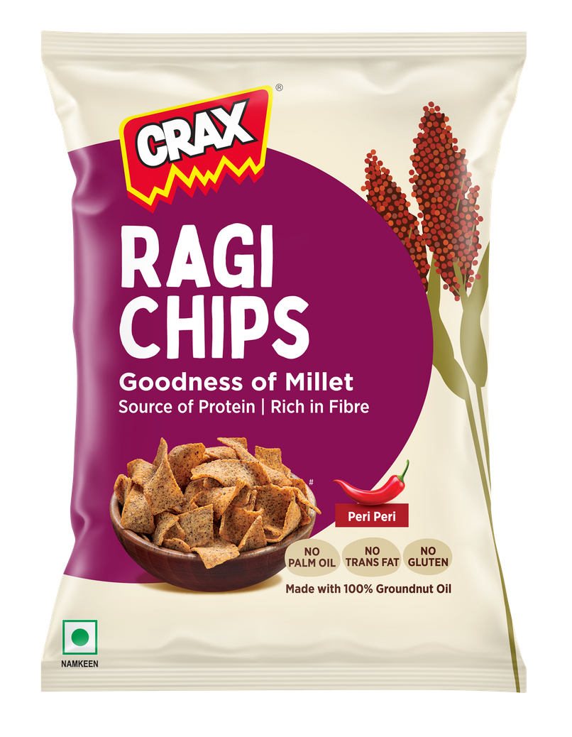 Crax Peri Peri Ragi Chips - Healthy Protein Snacks With No Palm Oil Crax Peri Peri Ragi Chips - Healthy Protein Snacks With No Palm Oil