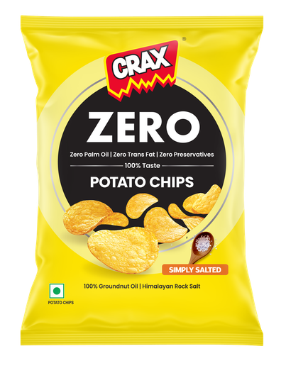 Crax Zero Classic Salted Potato Chips Snacks - No Palm Oil, Himalayan Rock Salt