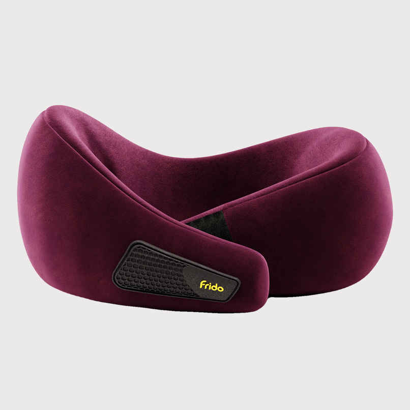 Frido Unisex Solid Memory Foam Neck Pillow | Wine - Free Size