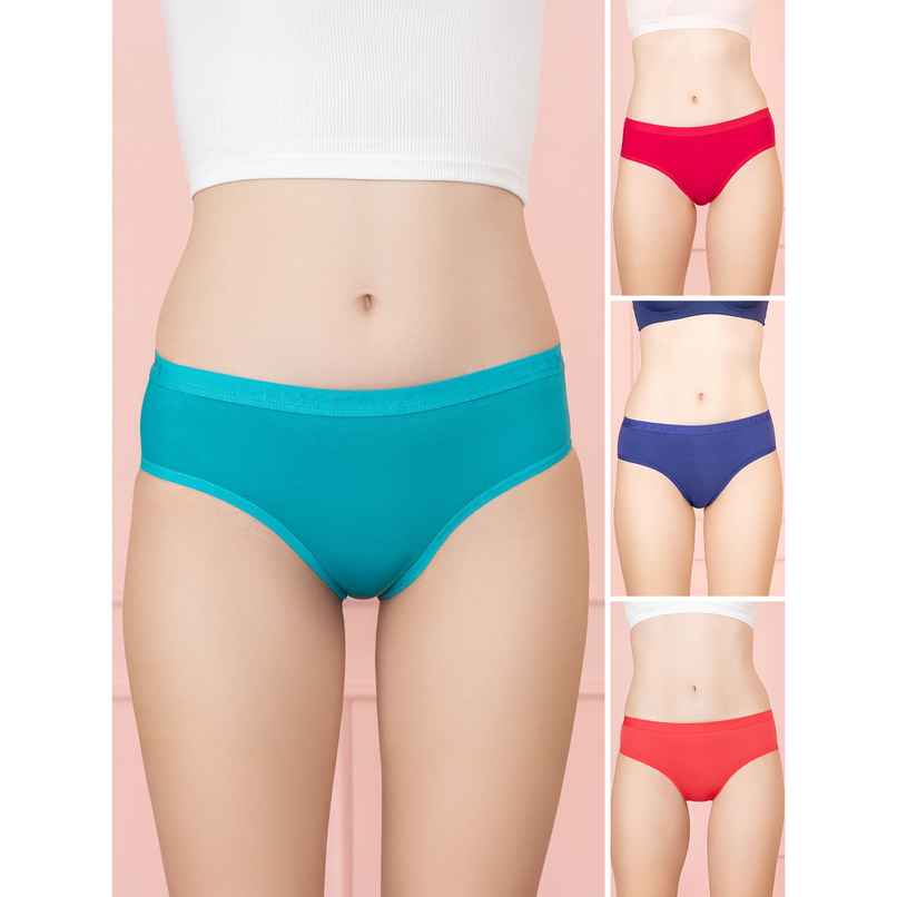 Lux Cozi Her Pure Cotton Hipster Panty | Multicolor | Size-100 | Pack Of 4