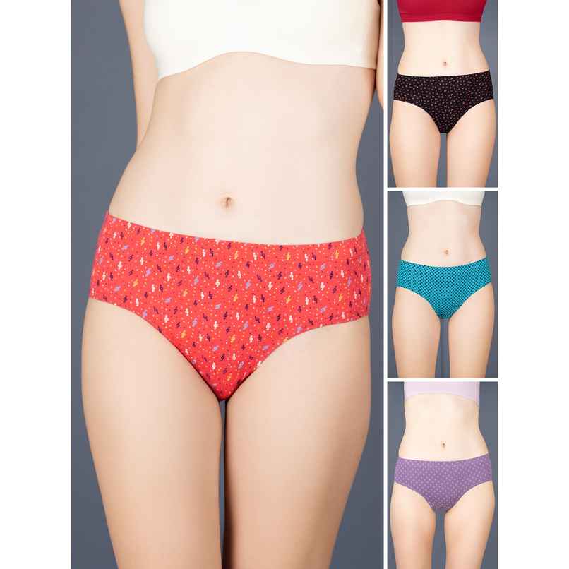 Lux Cozi Her Pure Cotton Hipster Printed Panty | Multicolor | Size-85 | Pack Of 4