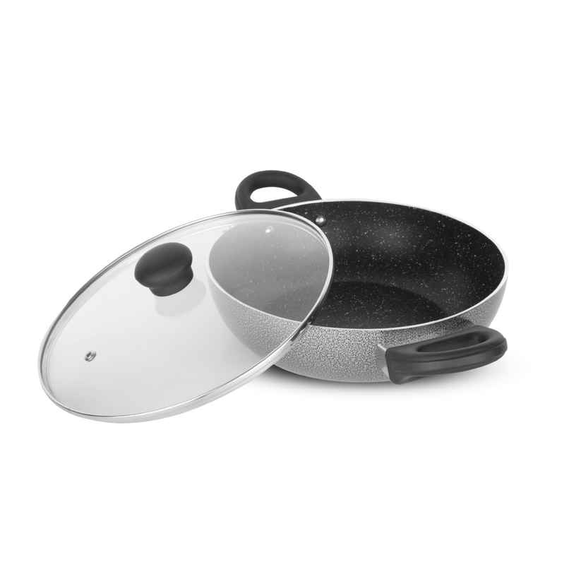 Fackelmann Nonstick Kadai with Glass Lid 26.5 cm Grey