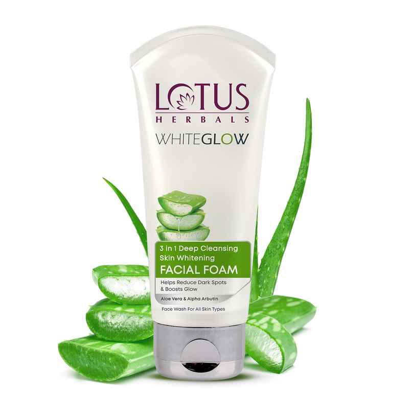 Lotus Herbals Whiteglow 3 In 1 Deep Cleaning Skin Whitening Facial Foam, Chemical Free Lotus Herbals Whiteglow 3 In 1 Deep Cleaning Skin Whitening Facial Foam, Chemical Free