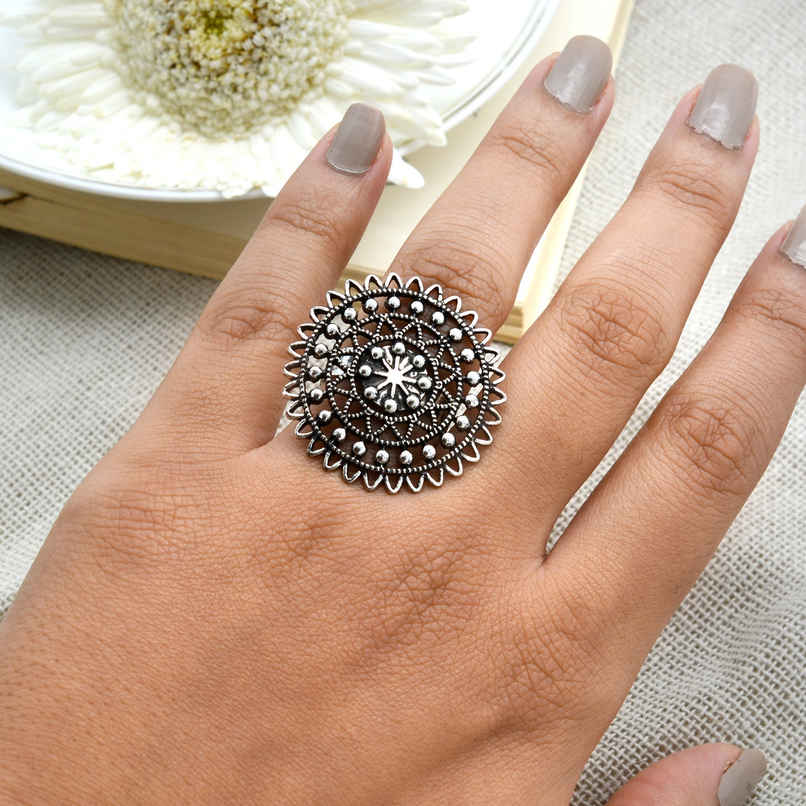 Teejh Ava Silver Oxidized Filigree Ring
