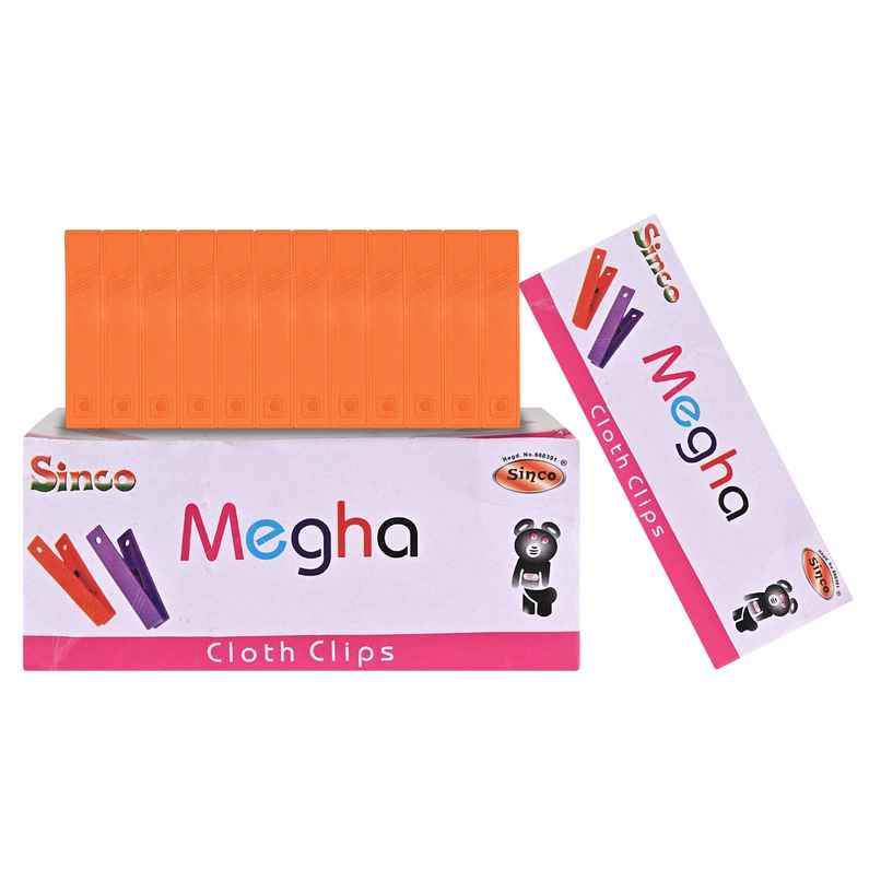 Sinco Megha Cloth Clips / Cloth Pegs - Pack of 1 (12 Pieces) - Orange