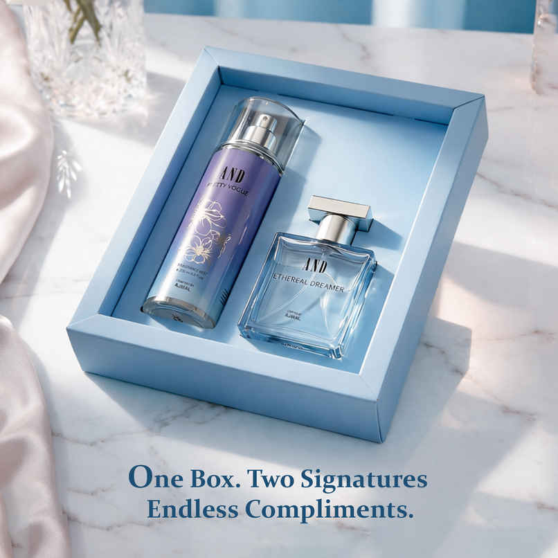 AND by Ajmal Ethereal Dreamer Eau De Perfume 50ml & Pretty Vogue Body Mist For Women 