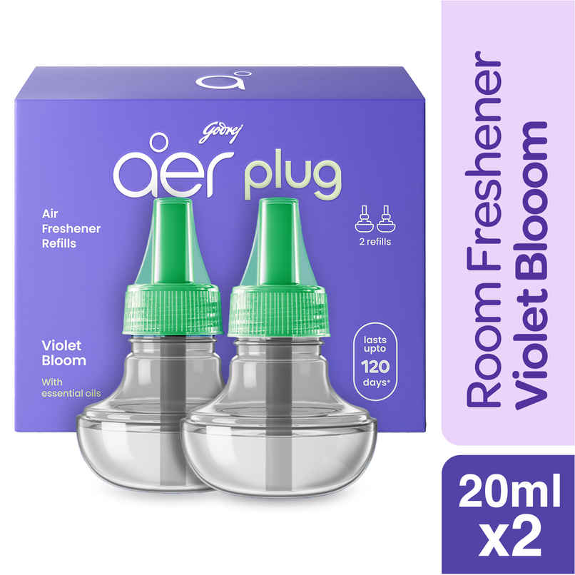 Godrej aer Plug Electric Air Freshener | 2 Refills | Violet Bloom