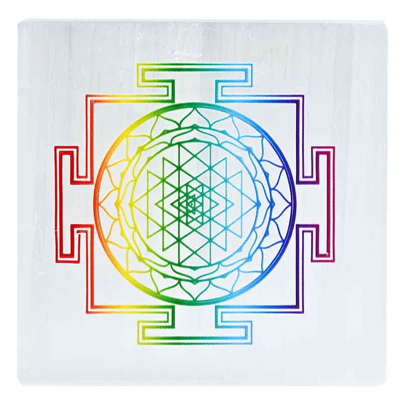 Hindcraft Selenite Charging Plate With Sri Yantra