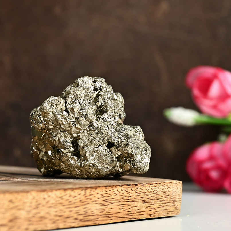 HINDCRAFT Original Pyrite Crystal Cluster | Raw Pyrite Stone for Wealth - Abundance - Protection