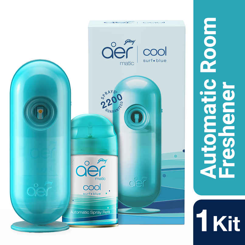Godrej Aer Matic Cool Surf Blue Automatic Room Fresheners | Kit (Machine + 1 Refill) Godrej Aer Matic Cool Surf Blue Automatic Room Fresheners | Kit (Machine + 1 Refill)