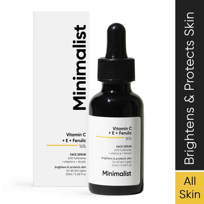 Minimalist 16% Vitamin C Brightening Face Serum Combo of Vit. C Vit. E & Ferulic Acid For Glowing Skin For Men & Women