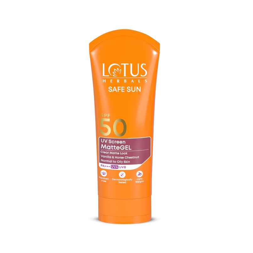 Lotus Herbals Safe Sun Uv Screen Mattegel Ultra Soothing Sunscreen PA+++ SPF 50 Matte Look Oil Control For Normal to Oily Skin