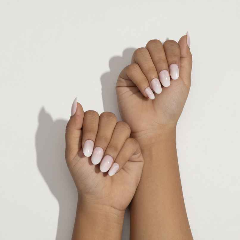 Pep Nails | Minimal | Hand Nails | Medium Round Nude | Glossy Ombre Press On Nails | 24 Tips