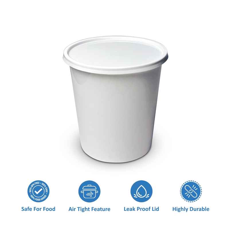 CREW4 Seal Reusable Plastic Containers with Lids for Food Storage | White - 1 L CREW4 Seal Reusable Plastic Containers with Lids for Food Storage | White - 1 L