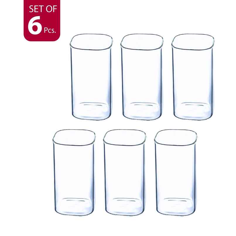 Sanjeev Kapoor Berlin High Borosilicate Square Glass 330 ml - Set Of 6 pcs Sanjeev Kapoor Berlin High Borosilicate Square Glass 330 ml - Set Of 6 pcs