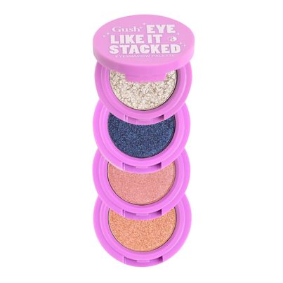 Gush Beauty Eye Like It Stacked | Easy To Blend 4 In 1 Eyeshadow Palette | Heavy Metal | Pearl, Blue, Starlight, & Bronze