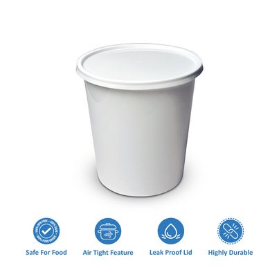 CREW4 Seal Reusable Plastic Containers with Lids for Food Storage | White - 1 L