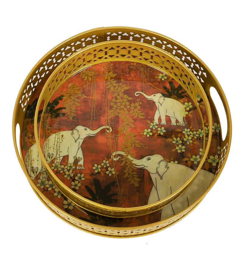 Amaya Decors White Elephant Pichwai Tray
