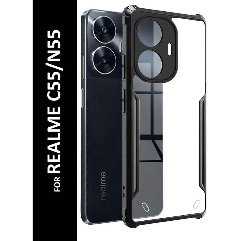 Kwine Case Realme C55 / N55 Back Cover - Black Bordered Transparent Case