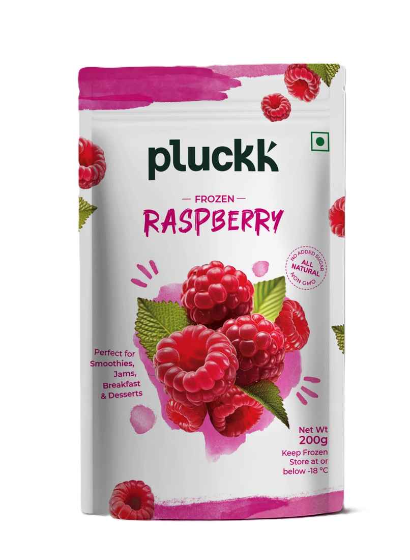 Pluckk Fresh Frozen Imported Raspberry | Natural | Non GMO | Rich in Vitamin C | Healthy Snack