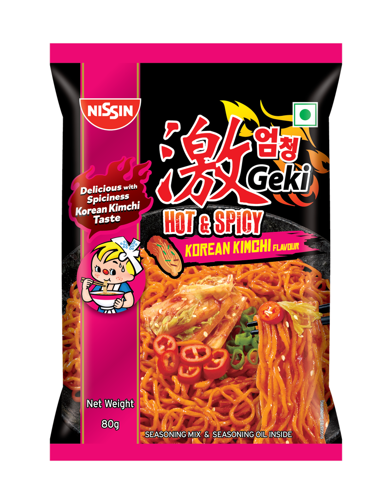 Nissin Geki - Hot and Spicy Korean Kimchi Flavoured Ramen Instant Noodles Nissin Geki - Hot and Spicy Korean Kimchi Flavoured Ramen Instant Noodles