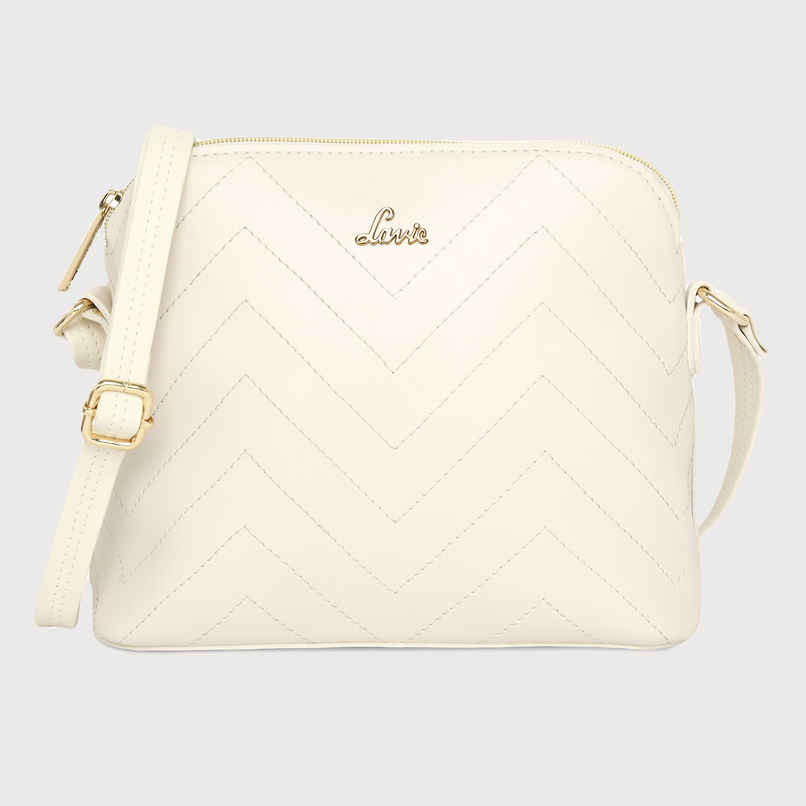 Lavie Women's Stich Miami Vertical Cross Body Sling Bag | Ladies Purse Handbag | Off White
