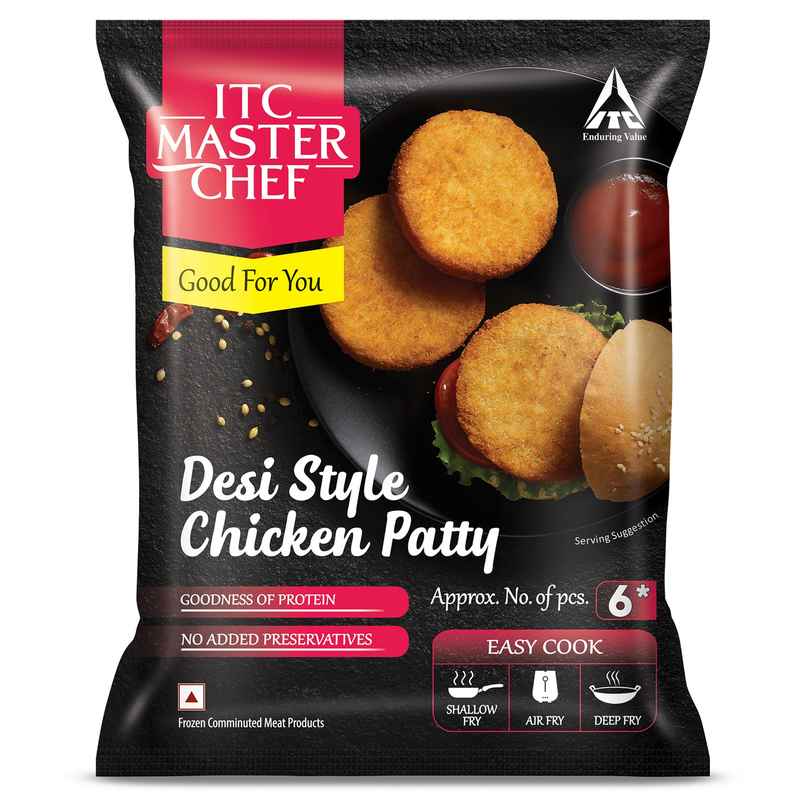 ITC Master Chef Desi Style Chicken Burger Patty | Goodness of Protein | No Added Preservatives ITC Master Chef Desi Style Chicken Burger Patty | Goodness of Protein | No Added Preservatives