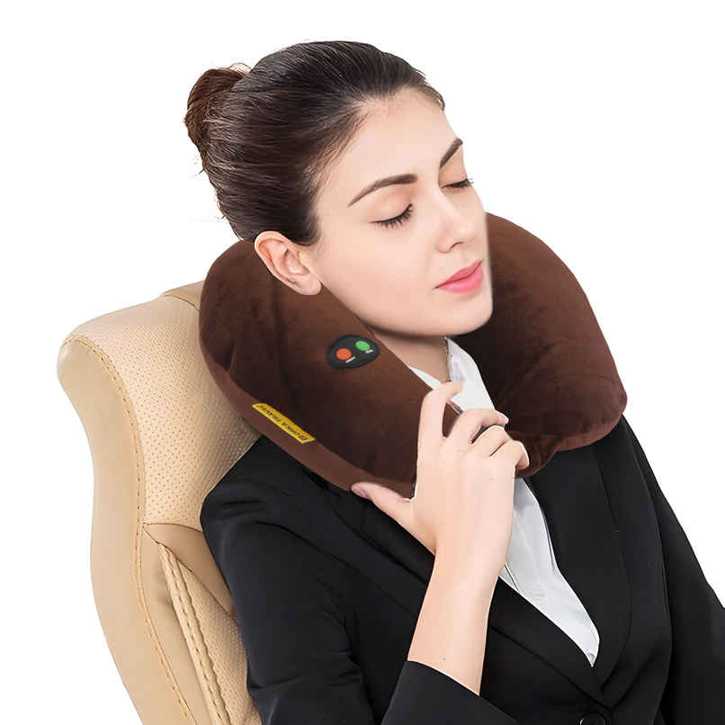 ORKA Unisex Solid Spandex Neck Pillow | Brown - M ORKA Unisex Solid Spandex Neck Pillow | Brown - M