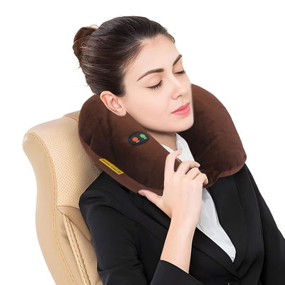 ORKA Unisex Solid Spandex Neck Pillow | Brown - M ORKA Unisex Solid Spandex Neck Pillow | Brown - M