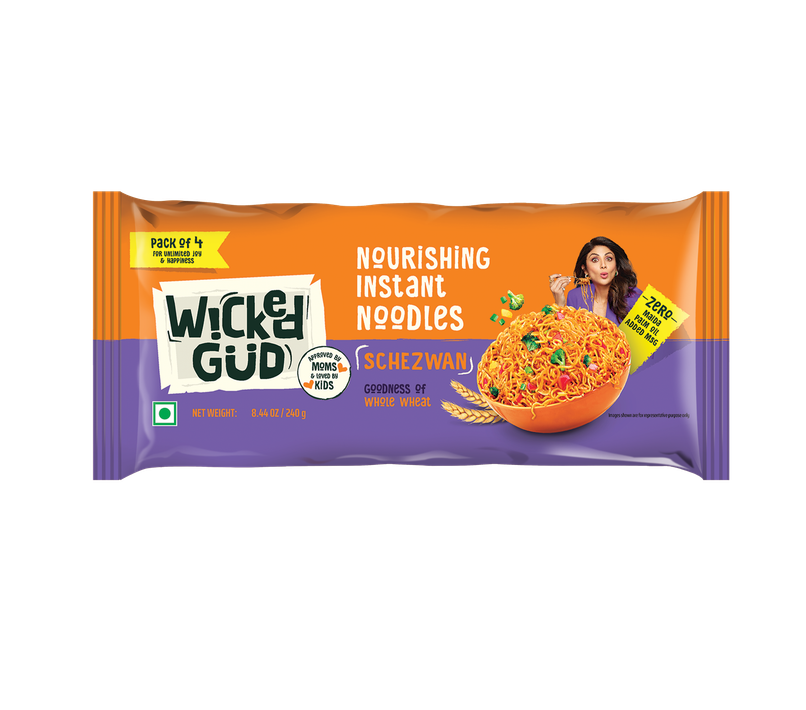 WickedGud Whole Wheat Schezwan Noodles | No Maida | No Palm Oil | Source of Protein