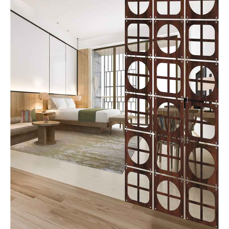 Casacraft by Pepperfry Walnut Engineering Wood Hanging Room Divider - Pack Of 12 Casacraft by Pepperfry Walnut Engineering Wood Hanging Room Divider - Pack Of 12