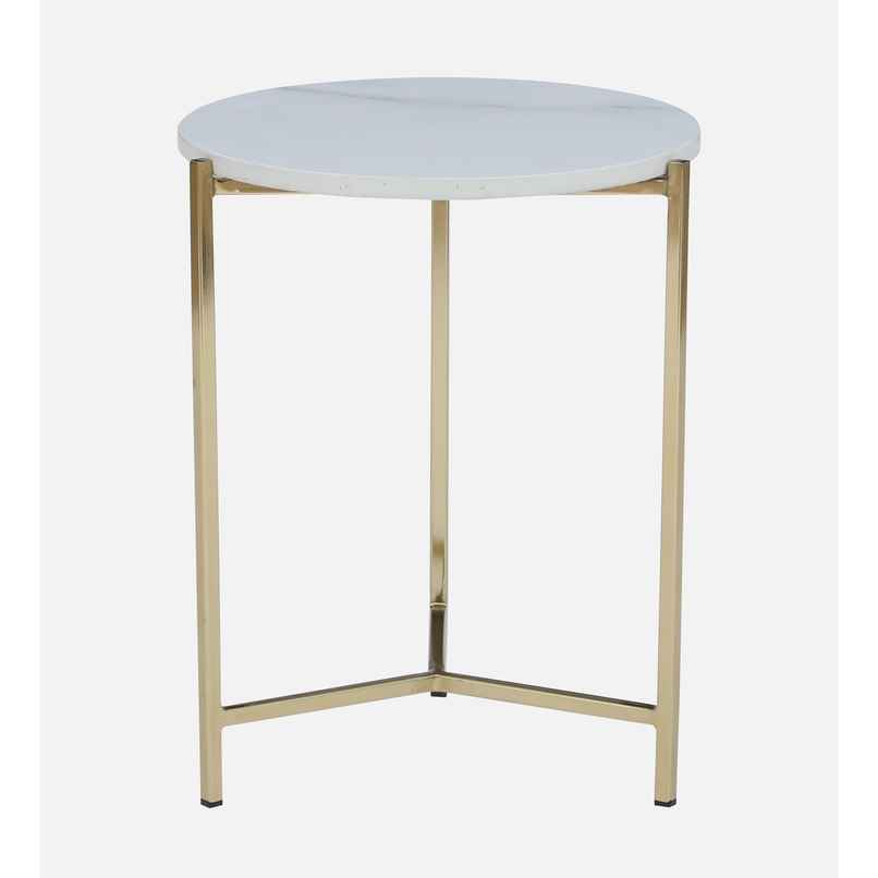 Casacraft by Pepperfry Woodsworth Franz Metallic End Table With Golden Base & White Porcelain Top Casacraft by Pepperfry Woodsworth Franz Metallic End Table With Golden Base & White Porcelain Top