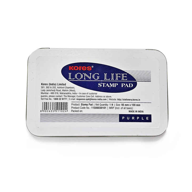 Kores Long Life Stamp Pad | Purple | 90 x 159 mm | Large Size