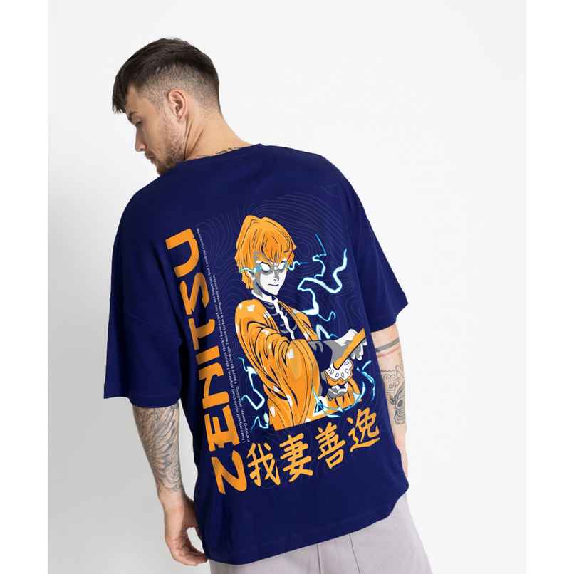 De Tees Men's Oversize T-shirt | M-OST-NAVY-ZENITSU | Navy - S