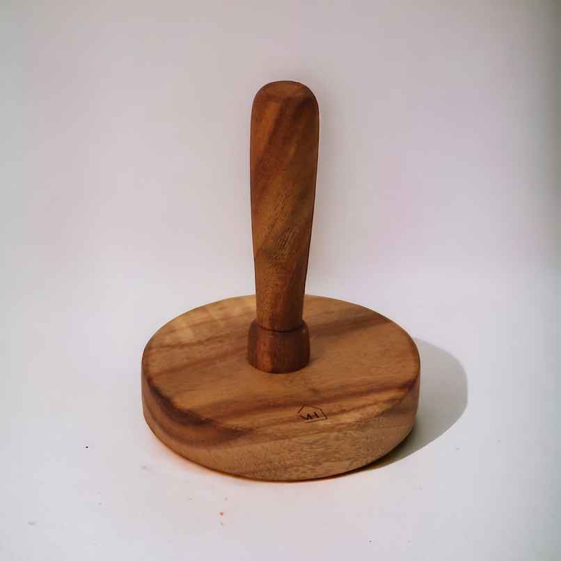 Vesta Homes Wooden Potato | Pav Bhaji Masher & Roti Presser - Multipurpose Kitchen Tool for Mashing