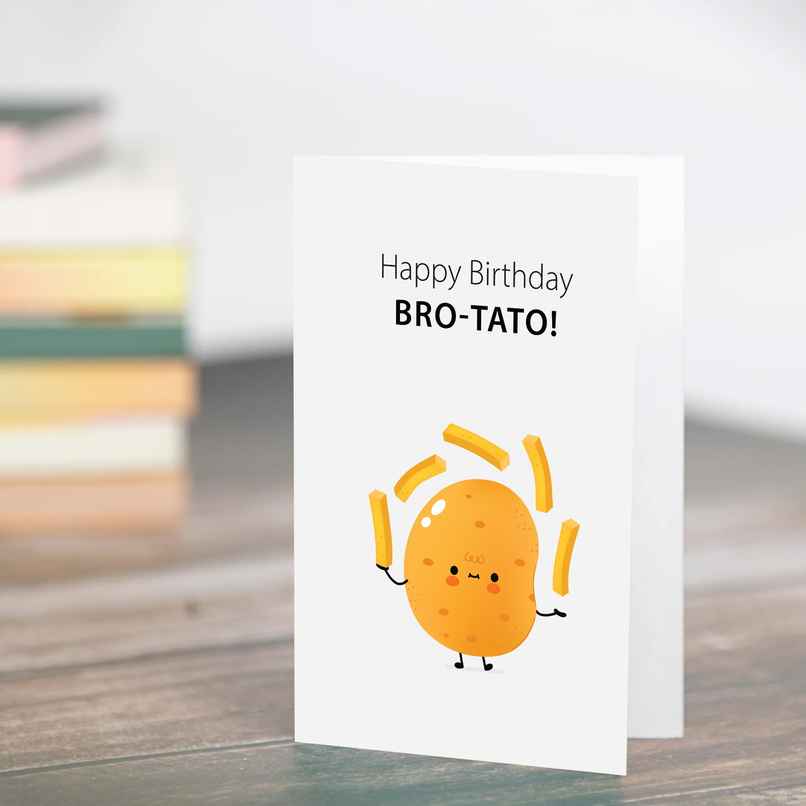 Itsy Bitsy Greeting Card & Envelope Happy Birthday Bro-Tato 4 x 6 Inch | Pack Of 2